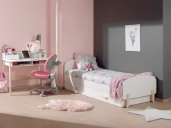Vipack Einzelbett Made in Europe,Liegefläche 90x200 cm mit Lattenrost und Bettschublade, Weiß lackiert