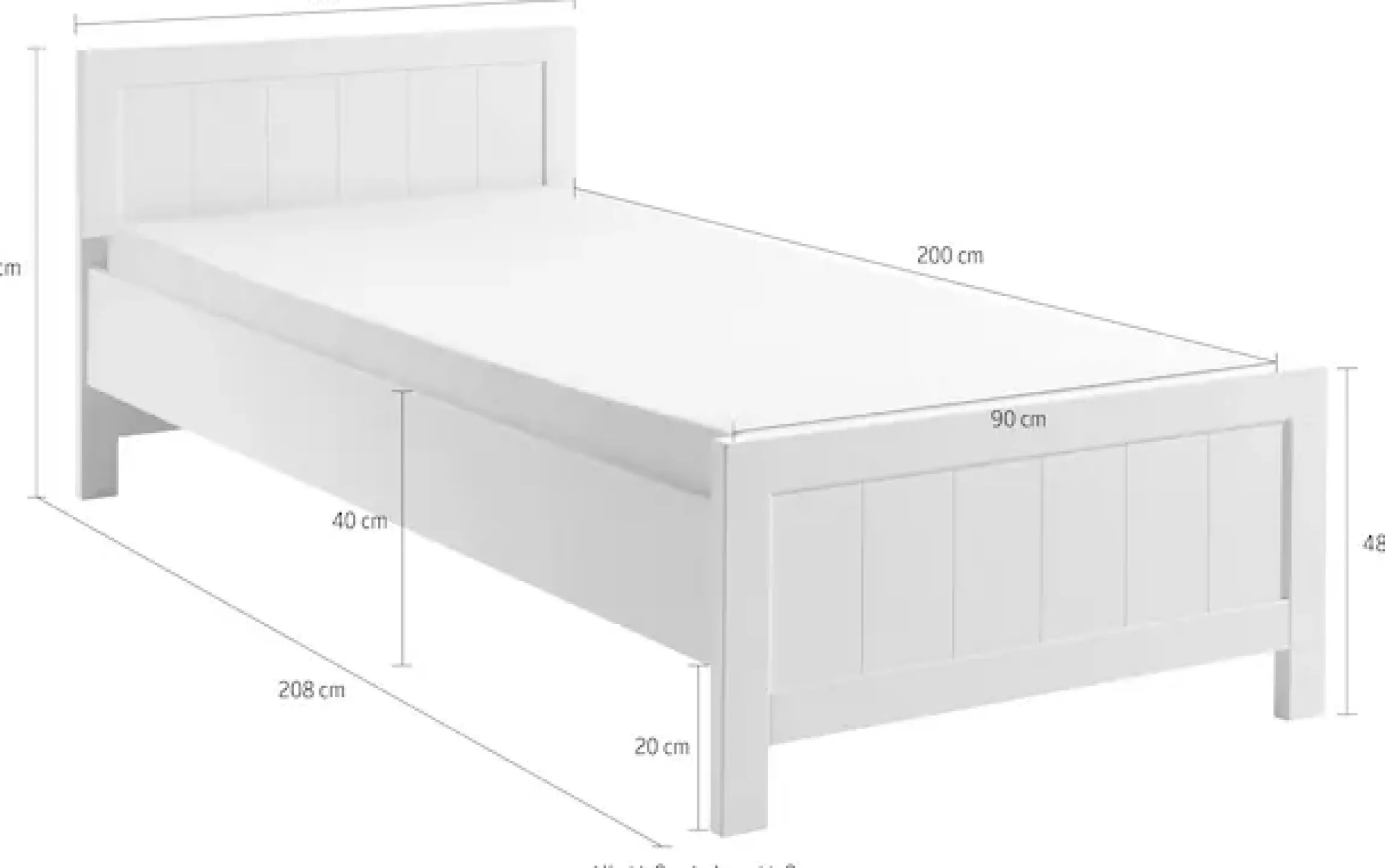 Vipack Einzelbett Made in Europe,Einzelbett in Landaus Optik mit Liegefläche 90 x 200 cm, Weiß lackiert
