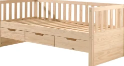 Vipack Einzelbett »mit Schubladen, Kiefer massiv, viel Stauraum und zeitloses Design« B/H/T ca. 211,2x85,5x97,8cm, Ausf. Milky Pine oder Weiß,inkl. Rolllattenrost, mit oder ohne Bettschublade