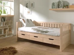 Vipack Einzelbett »mit Schubladen, Kiefer massiv, viel Stauraum und zeitloses Design« B/H/T ca. 211,2x85,5x97,8cm, Ausf. Milky Pine oder Weiß,inkl. Rolllattenrost, mit oder ohne Bettschublade