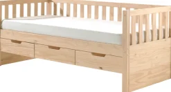 Vipack Einzelbett »mit Schubladen, Kiefer massiv, viel Stauraum und zeitloses Design« B/H/T ca. 211,2x85,5x97,8cm, Ausf. Milky Pine oder Weiß,inkl. Rolllattenrost, mit oder ohne Bettschublade