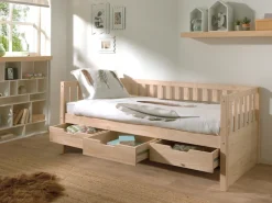 Vipack Einzelbett »mit Schubladen, Kiefer massiv, viel Stauraum und zeitloses Design« B/H/T ca. 211,2x85,5x97,8cm, Ausf. Milky Pine oder Weiß,inkl. Rolllattenrost, mit oder ohne Bettschublade