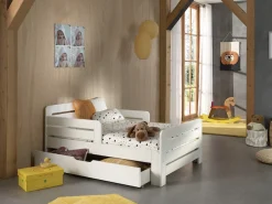 Vipack Einzelbett Packung, Made in Europe,Kinderbett, Länge 140 bzw. 160 und 200 cm, in Weiß oder Grau lackiert