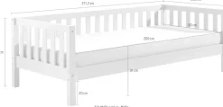 Vipack Einzelbett »Sprossenumrandung, Kiefer massiv, stabil gebaut und zeitloses Design« B/H/T ca. 211,2x68x97,8cm, Ausf. Milky Pine oder Weiß,inkl. Rolllattenrost, mit oder ohne Bettschublade