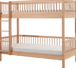 Vipack Etagenbett »aus massiver Buche, natur lackiert, Leiter mit Haltegriffen oben« sehr stabil und standfest gebaut, inkl. Rolllattenroste,wahlweise mit Bettschublade oder zusätzlichem Rausfallschutz unten