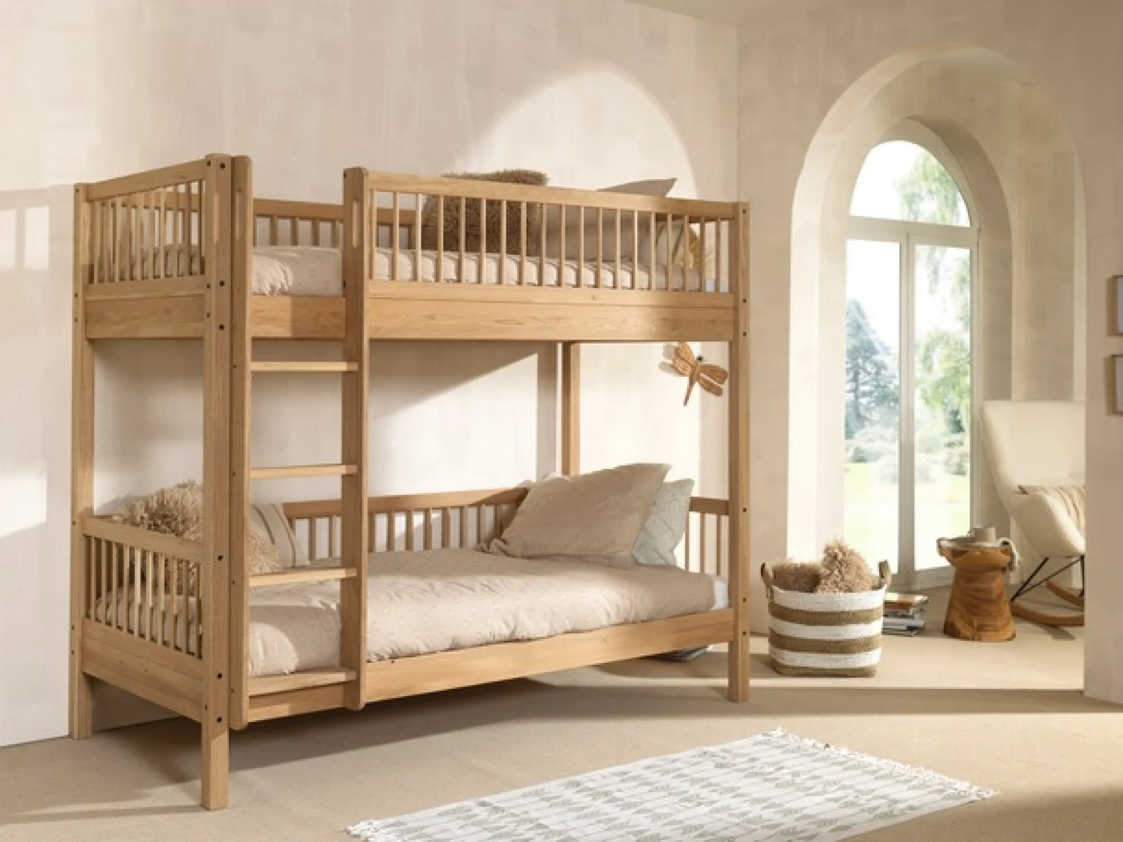 Vipack Etagenbett »Eiche massiv, Made in Europe, langlebige Qualität« B/H/T ca. 208x176x98cm, Schublade+unterer Rausfallschutz optional,2 Lattenroste, wahlweise mit oder ohne Bettschublade und Absturzschutz