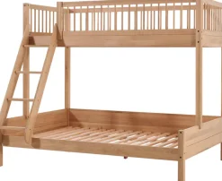 Vipack Etagenbett »Forrest Massivholzbett Made in Europe, stabil und hochwertig gebaut« Liegefläche 90/140x200 cm, mit Leiter, Rolllattenrost,mit Absturzschutz oben in Sprossenoptik, Eiche natur geölt