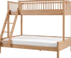 Vipack Etagenbett »Forrest Massivholzbett Made in Europe, stabil und hochwertig gebaut« Liegefläche 90/140x200 cm, mit Leiter, Rolllattenrost,mit Absturzschutz oben in Sprossenoptik, Eiche natur geölt