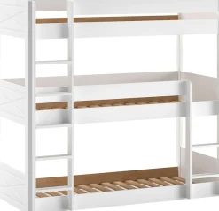 Vipack Etagenbett Made in Europe,mit 3 LF á 90x200 cm und Rollrost, stabil gebaut, Kiefer massiv weiß