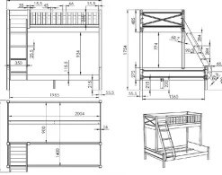 Vipack Etagenbett »Scott, Kiefer massiv, stabil gebaut, Made in Europe, Landhaus-Optik« B/H/T ca. 208x175x158cm, inkl. Rolllattenroste, Leiter, Absturzschutz,wahlweise, ohne Schublade, mit 2 kleinen oder 1 großen Bettschublade