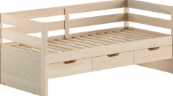 Vipack Funktionsbett »Margrit, mit 3 Schubladen, zeitloses Design universell einsetzbar« Liegefläche 90 x 200 cm, inkl. Rolllattenrost und seitlichem Umbau,stabiles Massivholzbett, wahlweise in 2 Farben erhältlich