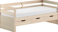 Vipack Funktionsbett »Margrit, mit 3 Schubladen, zeitloses Design universell einsetzbar« Liegefläche 90 x 200 cm, inkl. Rolllattenrost und seitlichem Umbau,stabiles Massivholzbett, wahlweise in 2 Farben erhältlich