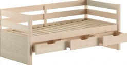 Vipack Funktionsbett »Margrit, mit 3 Schubladen, zeitloses Design universell einsetzbar« Liegefläche 90 x 200 cm, inkl. Rolllattenrost und seitlichem Umbau,stabiles Massivholzbett, wahlweise in 2 Farben erhältlich