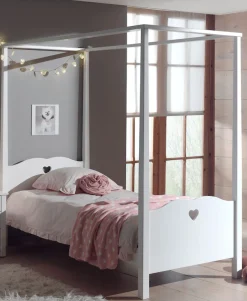 Vipack Himmelbett »Amori, Liegefläche 90/200 cm, inkl. Himmelgestänge« ohne Textilvorhang, stabil und standfest gebaut, weiß lackiert