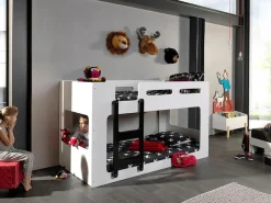 Vipack Hochbett »Luca, Liegefläche oben 90/200, moderne zeitlose Optik« B/H/T ca. 209x121x101cm, MDF weiß lackiert, Leiter schwarz,inkl. Bodenplatten für die Matratzen mit Abstand für Belüftung