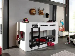 Vipack Hochbett »Luca, Liegefläche oben 90/200, moderne zeitlose Optik« B/H/T ca. 209x121x101cm, MDF weiß lackiert, Leiter schwarz,inkl. Bodenplatten für die Matratzen mit Abstand für Belüftung