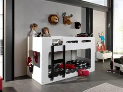 Vipack Hochbett »Luca, Liegefläche oben 90/200, moderne zeitlose Optik« B/H/T ca. 209x121x101cm, MDF weiß lackiert, Leiter schwarz,inkl. Bodenplatten für die Matratzen mit Abstand für Belüftung