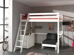 Vipack Hochbett Made in Europe,Hochbett mit 140 x 200 cm Liegefläche, inkl. Kommode und Schlafsessel