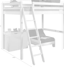 Vipack Hochbett Made in Europe,Hochbett mit 140 x 200 cm Liegefläche, inkl. Kommode und Schlafsessel
