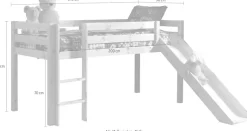 Vipack Hochbett »Pino, inkl. Rolllattenrost, Leiter, Rutsche und Absturzschutz« B/H/T ca. 210x114x218cm, Kiefer massiv, stabil und standfest,in verschiedenen Farben erhältlich