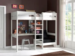 Vipack Hochbett »Pino, Kiefer massiv, viel Funktion auf kleinem Raum, Made in Europe« B/H/T ca. 208x175x105/206cm, inkl. Schlafsessel, Schreibtisch, Regal,inkl. Rolllattenrost, Absturzschutz oben, 2 Farben zur Auswahl