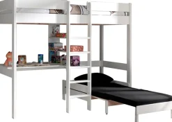 Vipack Hochbett »Pino, Kiefer massiv, viel Funktion auf kleinem Raum, Made in Europe« B/H/T ca. 208x175x105/206cm, inkl. Schlafsessel, Schreibtisch, Regal,inkl. Rolllattenrost, Absturzschutz oben, 2 Farben zur Auswahl