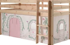 Vipack Hochbett »Pino, Spielbett massiv Kiefer, stabil gebaut, 3 Korpusfarben zur Wahl« inkl. Rolllattenrost, Leiter und Absturzschutz, mit oder ohne Rutsche,Textil-Set "Astronaut", inkl. Vorhang, mit oder ohne Tunnel
