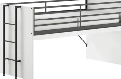Vipack Hochbett »Sam, schlafen und arbeiten in einem, wahlweise Eiche- oder Weiß-Dekor« Liegefläche 90x200 cm, darunter eine große ausziehbare Schreibplatte,Inkl. Absturzschutz u. Leiter, pflegeleichte Dekor Oberfläche