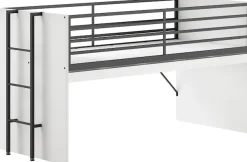 Vipack Hochbett »Sam, schlafen und arbeiten in einem, wahlweise Eiche- oder Weiß-Dekor« Liegefläche 90x200 cm, darunter eine große ausziehbare Schreibplatte,Inkl. Absturzschutz u. Leiter, pflegeleichte Dekor Oberfläche