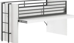 Vipack Hochbett »Sam, schlafen und arbeiten in einem, wahlweise Eiche- oder Weiß-Dekor« Liegefläche 90x200 cm, darunter eine große ausziehbare Schreibplatte,Inkl. Absturzschutz u. Leiter, pflegeleichte Dekor Oberfläche