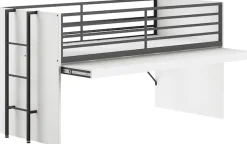 Vipack Hochbett »Sam, schlafen und arbeiten in einem, wahlweise Eiche- oder Weiß-Dekor« Liegefläche 90x200 cm, darunter eine große ausziehbare Schreibplatte,Inkl. Absturzschutz u. Leiter, pflegeleichte Dekor Oberfläche