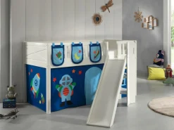 Vipack Hochbett »Scott« Made in Europe,m. Rutsch-/Leiterturm, LF 90x200 cm, Vorhang, Tasche, 4 Designs
