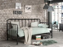 Vipack Jugendbett »Bronxx Daybett, sehr stabil, gradlinige Optik in zeitlosem Design« B/H/T ca. 96,5x110x206cm, schwarz matt, inkl. Lattenrost,Liegefläche 90/200 cm, ideal für Jugend- oder Gästezimmer