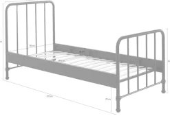Vipack Jugendbett »Bronxx, Einzelbett 90/200, sehr stabil, romantische Optik« B/H/T ca. 96,5x110x206cm, inkl. Lattenrost, Bodenfreiheit,Oberfläche pulverbeschichtet, verschiedene Farben zur Wahl