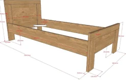 Vipack Jugendzimmer-Set »SAM - Bett, Nachtkonsole, Kleiderschrank 3-trg., gradliniges Design« Schubladen auf Metallauszug, Kleiderschrank 3-trg. mit viel Stauraum, 3 tlg. tlg.