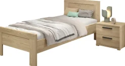 Vipack Jugendzimmer-Set »SAM - Bett und Nachtkonsole, gradliniges Design in wohnlichem Dekor« Schubladen auf Metallauszug bieten Stauraum am Bett, 2 tlg. tlg. die Oberfläche ist pflegeleicht, in der Ausführung Eiche Dekor