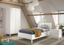 Vipack Jugendzimmer-Set »Set best. aus Einzelbett 90/200, Nachtkonsole, Kleiderschrank 2-trg.« 3 Stk. tlg. in gradlinigem Design, pflegeleichte lackierte Oberfläche in Weiß