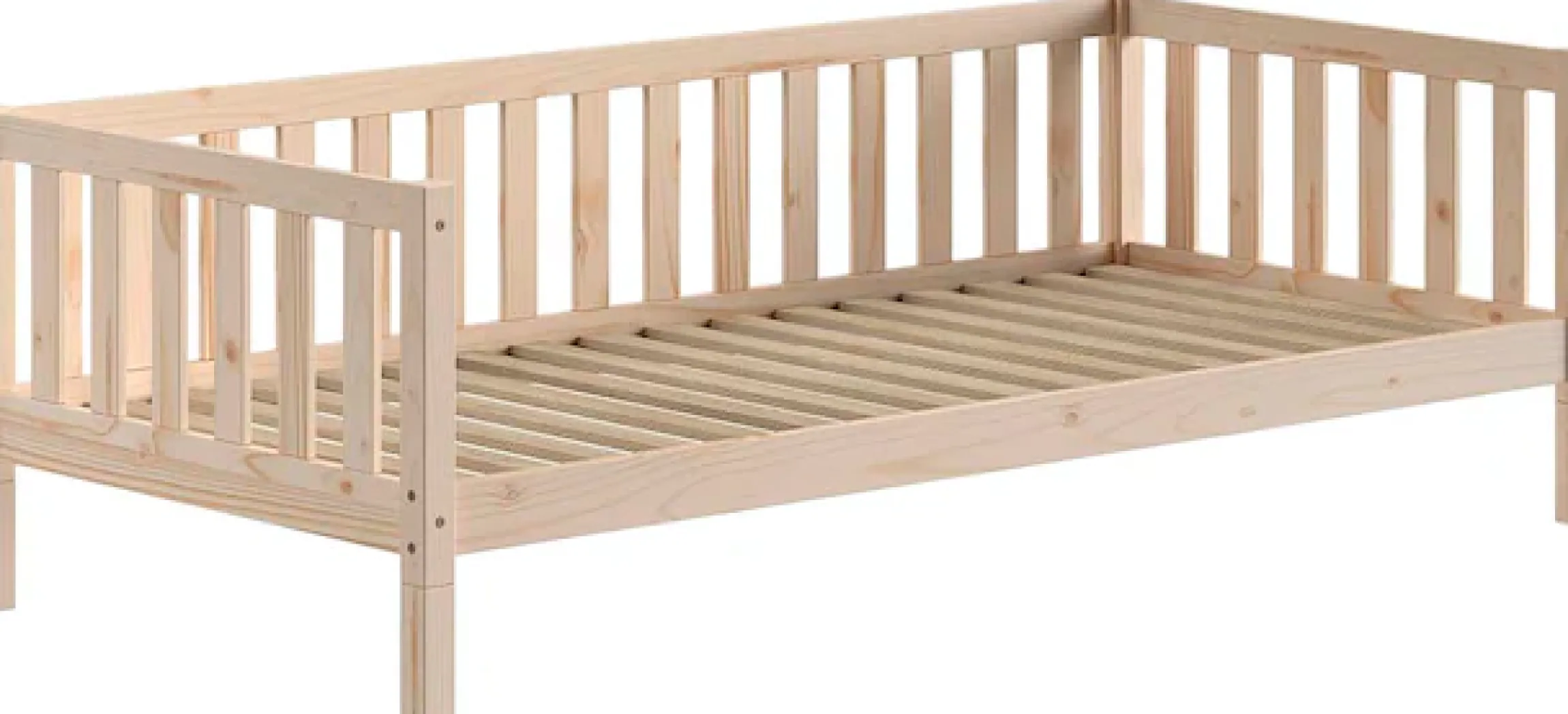 Vipack Kinderbett »Dallas, Massivholzbett, umbaubar vom Boden- zum Daybett« inkl. Rolllattenrost und Sprossenumrandung, 90 oder 140x200 cm breit,stabil und standfest gebaut, wahlweise Kiefer massiv natur oder weiß