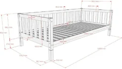 Vipack Kinderbett »Dallas, Massivholzbett, umbaubar vom Boden- zum Daybett« inkl. Rolllattenrost und Sprossenumrandung, 90 oder 140x200 cm breit,stabil und standfest gebaut, wahlweise Kiefer massiv natur oder weiß