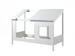 Vipack Kinderbett »Hausbett, aus MDF und Massivholz weiß lackiert, inkl. Fenster vorne« B/H/T ca. 214x158,5x105cm, seitl. und hinten offen,wahlweise mit oder ohne Bettschublade auf Rollen