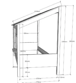 Vipack Kinderbett »Hausbett, aus MDF und Massivholz weiß lackiert, inkl. Fenster vorne« B/H/T ca. 214x158,5x105cm, seitl. und hinten offen,wahlweise mit oder ohne Bettschublade auf Rollen