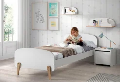 Vipack Kinderbett »Kiddy, inkl. Rolllattenrost, Liegefläche 90/200 cm« B/H/T ca. 205x72x94cm, gerundetes Kopf-/Fußteil, verschiedene Farben,gradliniges Design in Retro-Optik, hochwertiges MDF lackiert