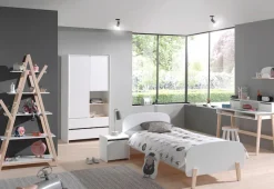 Vipack Kinderbett »Kiddy, inkl. Rolllattenrost, Liegefläche 90/200 cm« B/H/T ca. 205x72x94cm, gerundetes Kopf-/Fußteil, verschiedene Farben,gradliniges Design in Retro-Optik, hochwertiges MDF lackiert