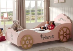 Vipack Kinderbett »Princess, in Kutschen-Optik, MDF rosa lackiert mit Applikationen« B/H/T ca. 210x120x105cm, inkl. Lattenrost, Räder feststehend,ein Highlight im Kinderzimmer