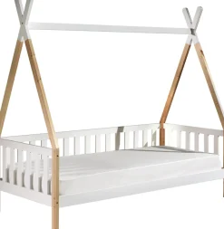 Vipack Kinderbett »Tipi, mit Querstange in Zelt-Optik, Kiefer massiv« B/H/T ca. 206x185,1x96cm, seitliche Sprossenumrandung,inklusive Rolllattenrost und wahlweise mit Bettschublade