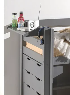 Vipack Kinderregal »Pino, mit 2 Metallhaken, zum Anhängen am Bett« B/H/T ca. 79,2x9,3x21,2cm, Kiefer massiv, universell einsetzbar,eine praktische Ergänzung zum Bett, 3 Farben