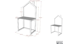 Vipack Kinderschreibtisch »Dallas, Ausführung Kiefer massiv, stabil gebaut« B/H/T ca. 100x150,6x50cm, seitlich und nach hinten offen,mit Haus-Optik, große Arbeitsfläche, ideal für kleine Räume, 2 Farben