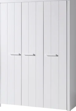 Vipack Kleiderschrank »Erik, Kleiderschrank 3-trg. mit viel Stauraum, MDF weiß lackiert« B/H/T ca. 144x205,5x57,5cm, in Landhaus-Optik,geräumiger Schrank inkl. Wäscheeinteilung, Ausf. weiß lackiert