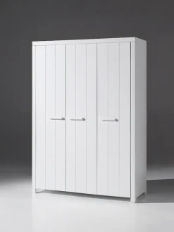 Vipack Kleiderschrank »Erik, Kleiderschrank 3-trg. mit viel Stauraum, MDF weiß lackiert« B/H/T ca. 144x205,5x57,5cm, in Landhaus-Optik,geräumiger Schrank inkl. Wäscheeinteilung, Ausf. weiß lackiert