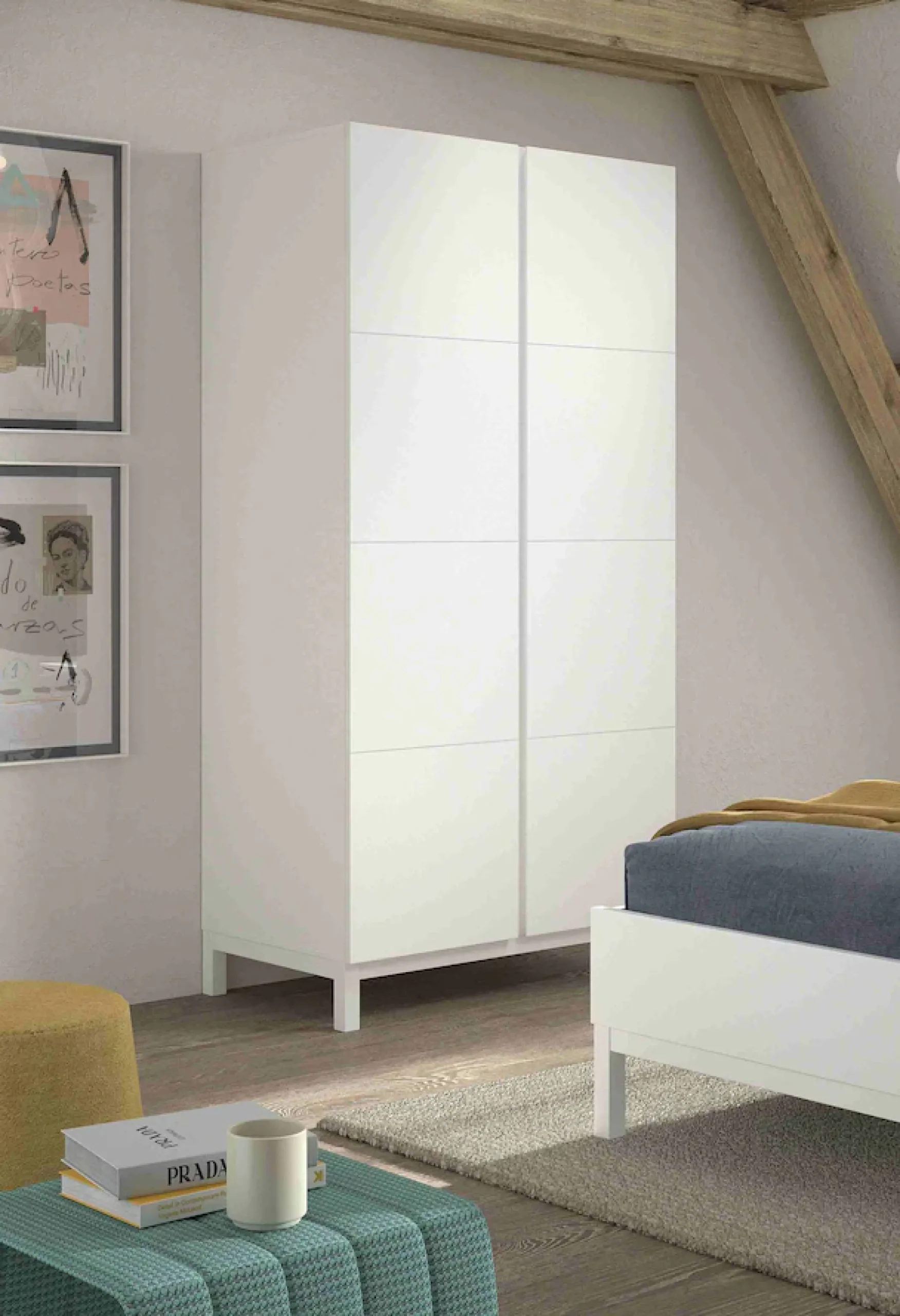 Vipack Kleiderschrank »in modernem Design, Türen mit Profilfräsung, pflegeleichter Oberfläche« mit 2 Drehtüren inkl. Soft-Close, Wäschefächer, Ausf. weiß lackiert